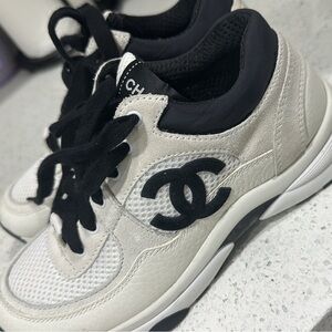 CHANEL Black and White Women's Sneakers